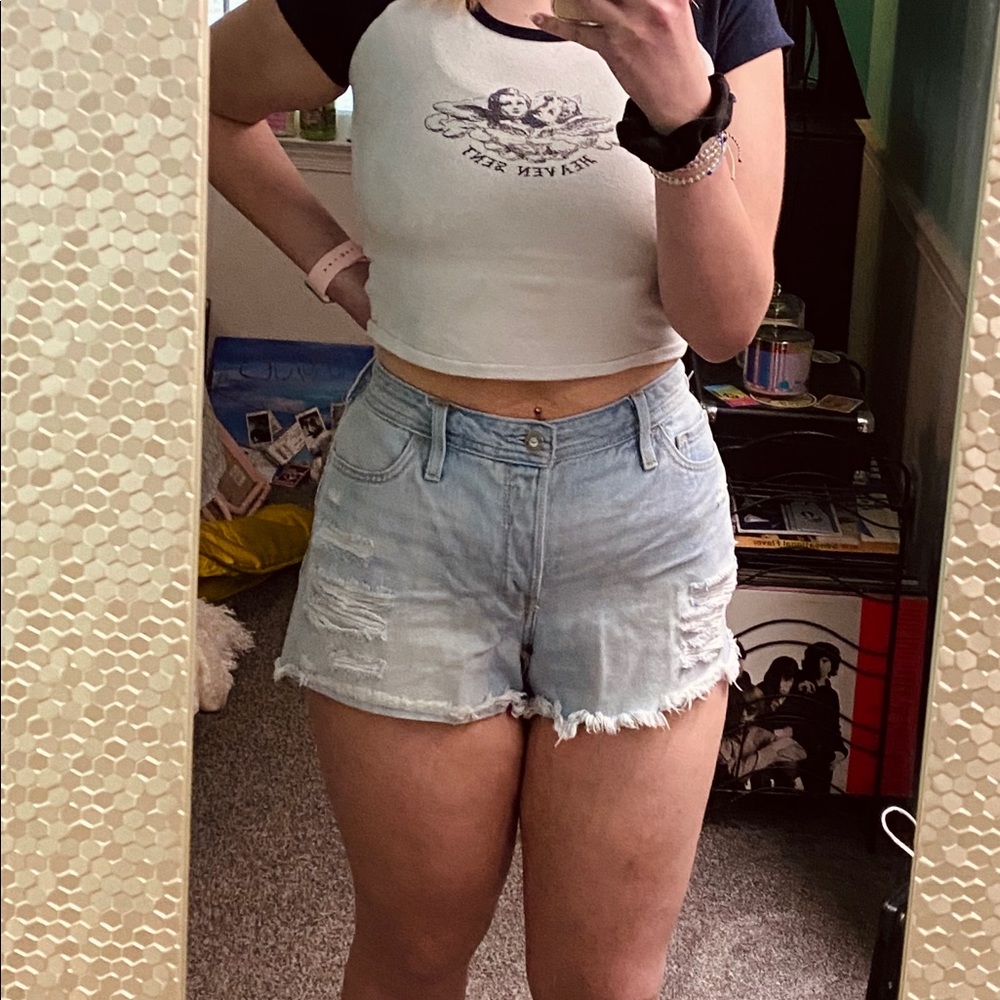 Hollister light wash mom festival high rise shorts